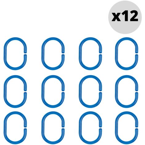 Lot de 12 anneaux pour rideaux de douche C-MINOR Bleu Ciel Spirella