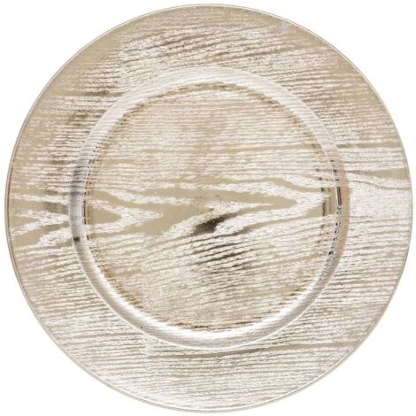 Atmosphera – Lot de 12 dessous d'assiette effet bois couleur or – Dimensions 33 cm diamètre x 1,7 cm hauteur – Matériaux polypropylène et carbonate de calcium