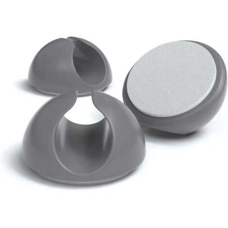 Lot de 12 attaches de câbles élastiques et auto-adhésives, pour la fixation et la gestion des câbles. Flexibles et grises.