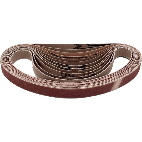 Lot de 12 bandes abrasives en tissu - 10 x 330 mm - 2 x grain 40/60/80/120/180/240 - Compatibles avec limes à ruban - Papier abrasif - Assortiment de bandes abrasives.