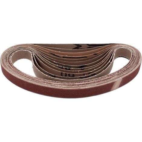 Lot de 12 bandes abrasives en tissu - 10 x 330 mm - 2 x grain 40/60/80/120/180/240 - Compatibles avec limes à ruban - Papier abrasif - Assortiment de bandes abrasives.