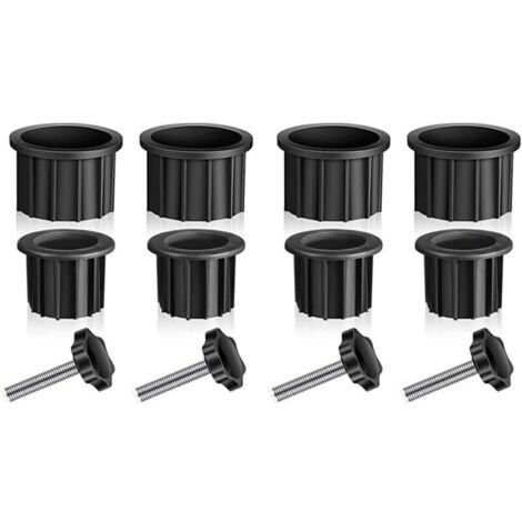 Lot de 12 bases de parasol de jardin de rechange avec anneaux double taille 38 mm 48 mm et vis de montage M8 pour pied de parasol de terrasse Noir