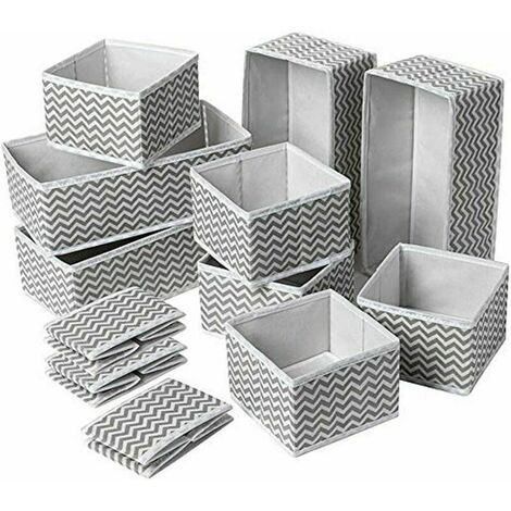 Lot de 12 Boite Rangement, Organisateur de Tiroir Pliable Non-tiss¨¦ pour sous-v¨¨tements, Soutien-Gorges, Cravates, Chaussettes Bo?te de Rangement ¨¤ Compartiment Gain de Place (12 Pi¨¨ces,Gris)