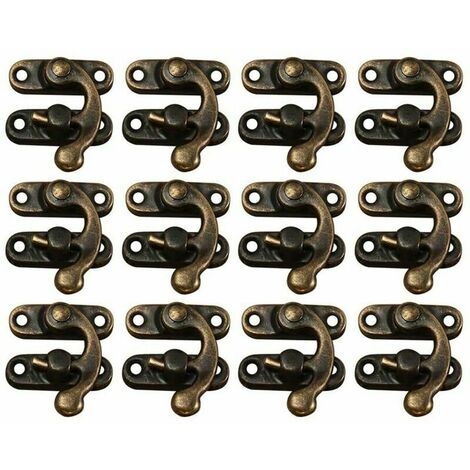 Lot de 12 boîtes à bijoux décoratives au design rétro contenant des cornes de crochet de cadenas de serrure vintage Boucle de boîte à bijoux de cadenas en bronze antique avec 48 vis (côté droit en bro