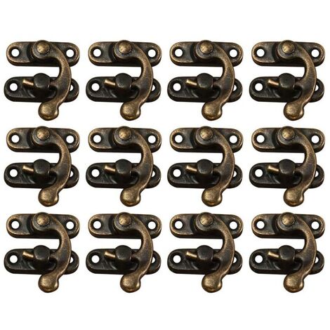 Lot de 12 boîtes à bijoux décoratives au design rétro pour cadenas vintage avec cadenas à loquet et cornes à crochet en bronze antique