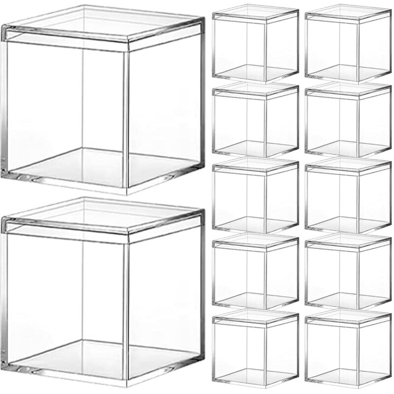 Feiyue - Lot de 12 boîtes à bonbons transparentes en acrylique avec couvercle