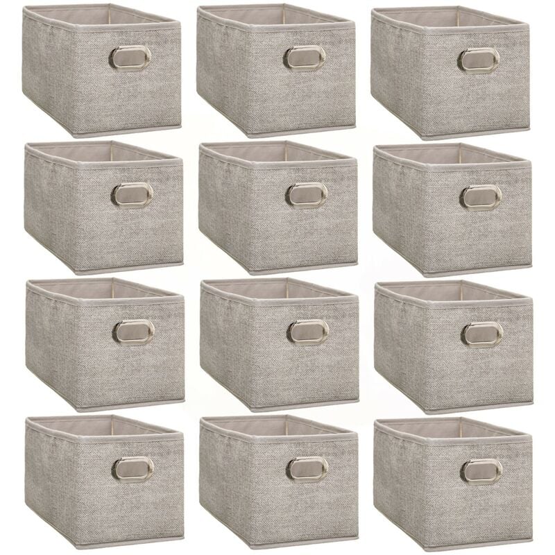 Lot de 12 Boites de rangement en tissu avec poignée