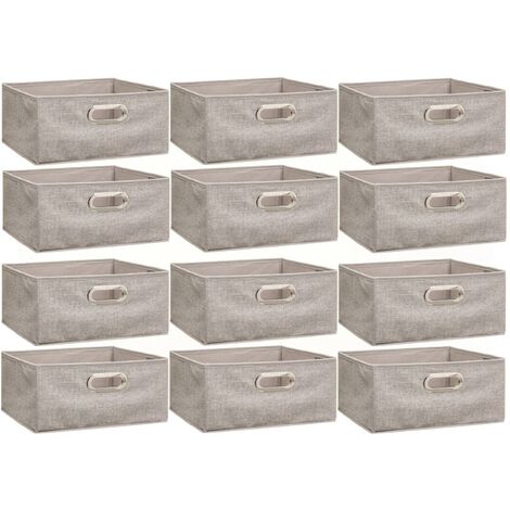 Lot de 12 Boites de rangement en tissu - Longueur 31 Profondeur 31 Hauteur 15 cm
