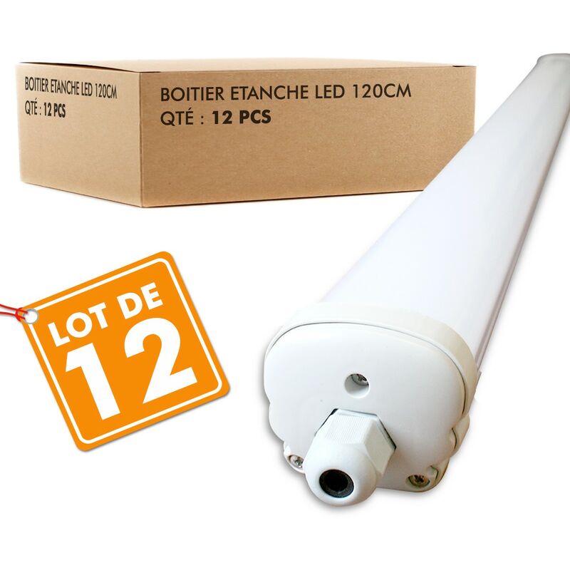 

Conjunto de 12 cajas LED estancas 120cm 36W IP65 | Temperatura de color: Neutro blanco 4500K