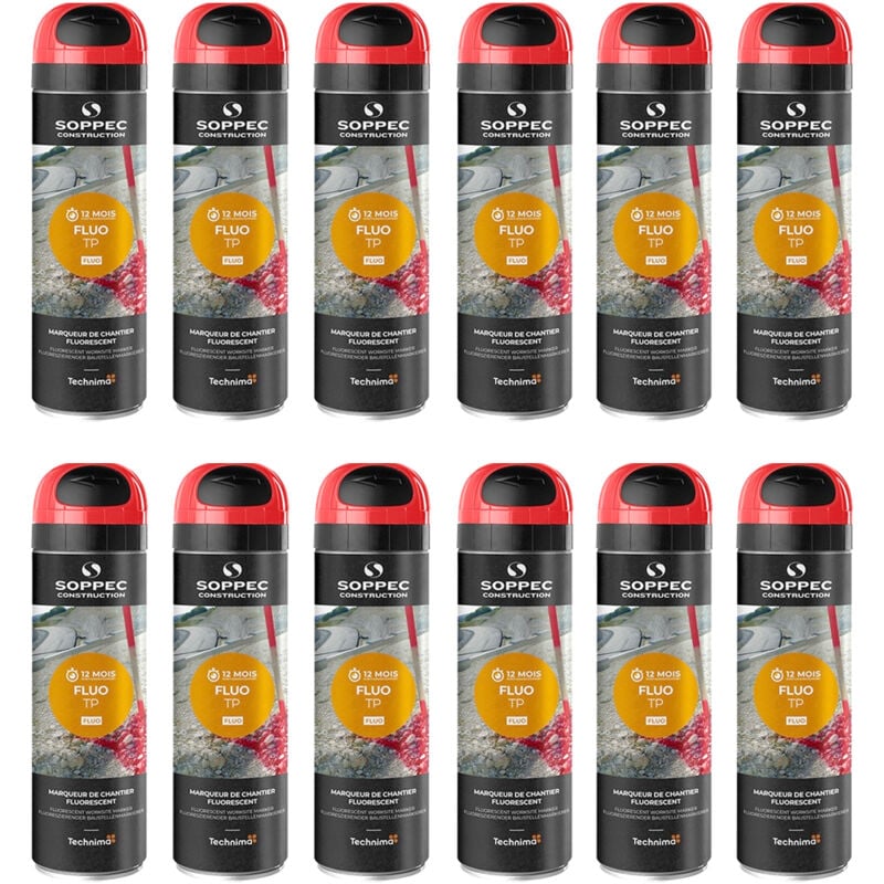 Soppec - Lot de 12 Bombes à tracer Fluo tp Rouge