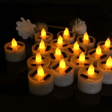 Lot de 12 bougies solaires sans fumée, simulation LED vacillante, fausses bougies votives LED pour décorations extérieures