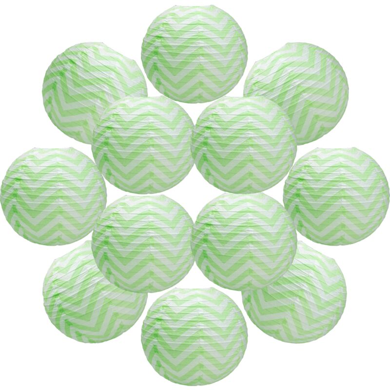 Lot de 12 Boule papier 35cm Chevron Vert Lot de 12 Boule papier 35cm Chevron Vert