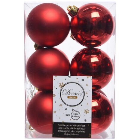 Lot de 12 boules EDM - esprit de Noël - Rouge - 71871