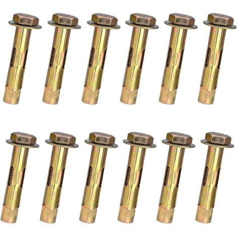 Lot de 12 boulons à vis d'expansion M8 x 60 mm, écrou hexagonal, boulon d'ancrage à manchon d'expansion à haute résistance, fixations à haute résistance pour mur de briques en béton