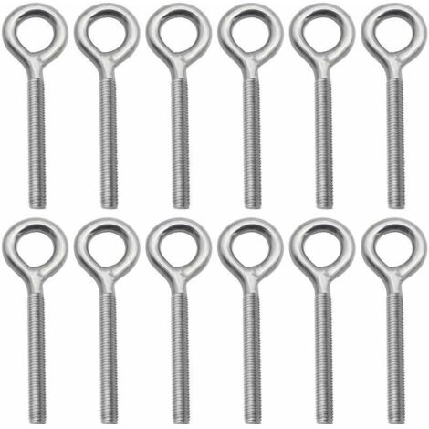 Lot de 12 Boulons- M5 à Oeil en 304 Acier Inoxydable Vis à Anneau Piton à Visser pour Balançoire Machine Extérieure