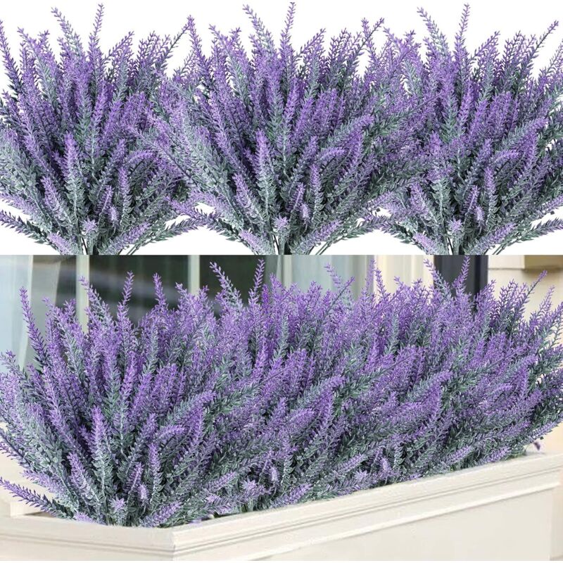 Lot de 12 bouquets fleurs artificielles lavande violettes pour décoration maison, mariage, jardin