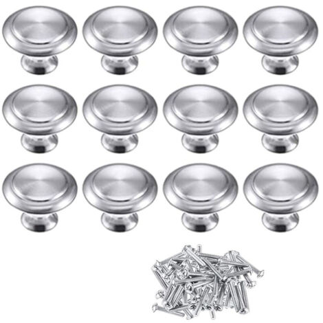 Lot de 12 Bouton de Meuble Bouton Porte Cuisine Rond Boutons de Porte Alliage de Zinc Bouton Porte Placard Chromé Poli Bouton Porte Poignée Cuisine