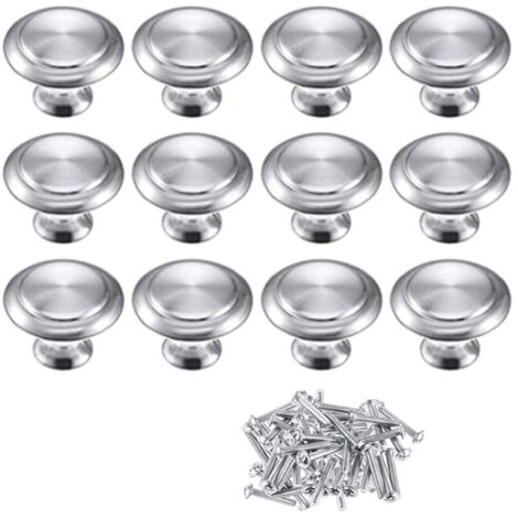 Lot de 12 Bouton de Meuble Bouton Porte Cuisine Rond Boutons de Porte Alliage de Zinc Bouton Porte Placard Chromé Poli Bouton Porte Poignée Cuisine
