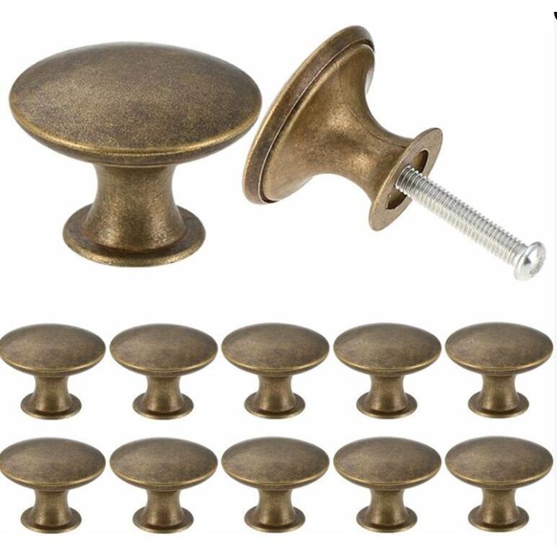 Lot de 12 boutons de placard vintage chic en laiton antique pour porte de meubles de cuisine ronds de 30 mm