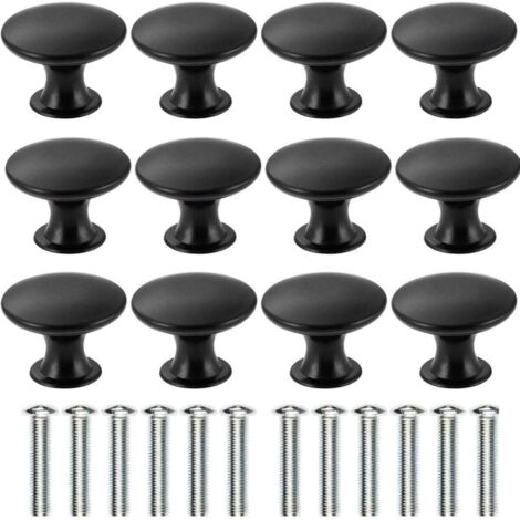 Lot de 12 boutons de tiroir vintage en laiton antique de 30 mm de diamètre，poignée de meubles de cuisine poignée de porte d'armoire (noir)-LIAIKI
