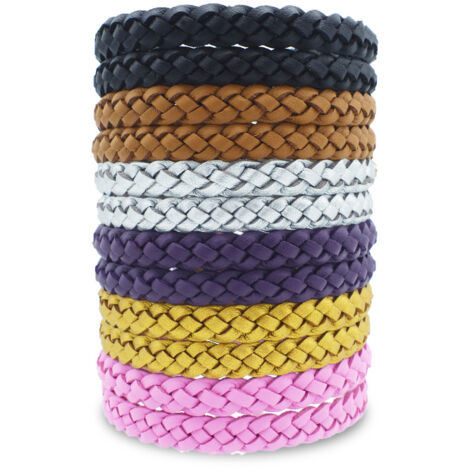 Lot de 12 bracelets anti-moustiques, bandes anti-moustiques naturelles en cuir réglables sans Deet pour adultes et enfants, protection anti-insectes 300 heures