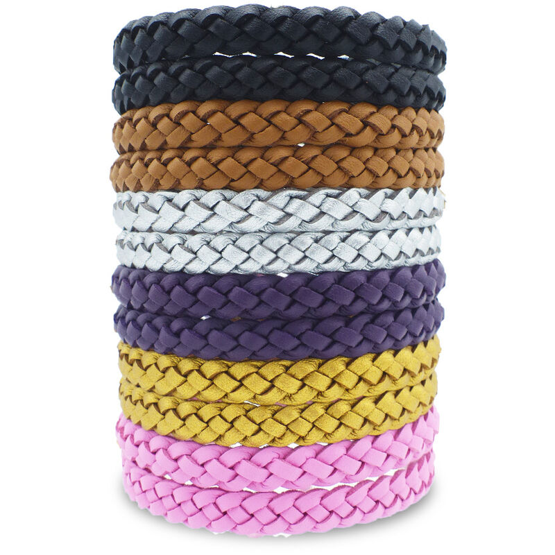 Lot de 12 bracelets anti-moustiques, bracelets anti-insectes en cuir de couleur unie emballés individuellement et anti-insectes pour enfants et