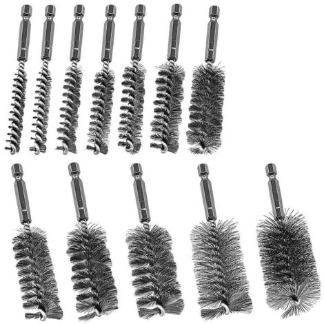 Lot de 12 brosses métalliques pour perceuse, kit de nettoyage de perçage