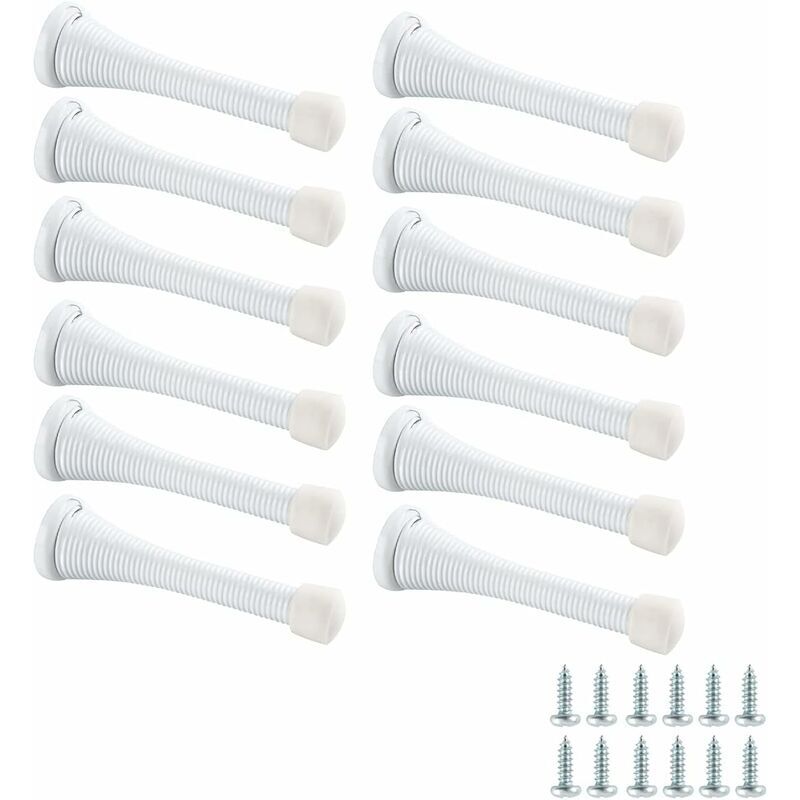 Lot de 12 butées de porte à ressort - blanc