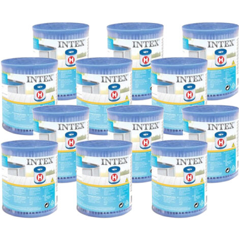 Lot de 12 cartouches de filtration H – Dimensions 10,8 x 20,2 cm – Fibre Dacron pour filtration efficace – Compatible avec filtres INTEX