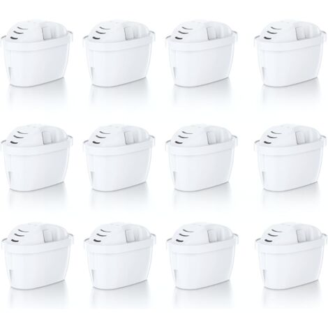 Lot de 12 cartouches filtrantes à eau compatibles avec Brita Maxtra, Maxtra+, pour carafes Marella, Style, Elemaris, filtration en 5 étapes, élimine le chlore, les odeurs, les métaux, sans BPA