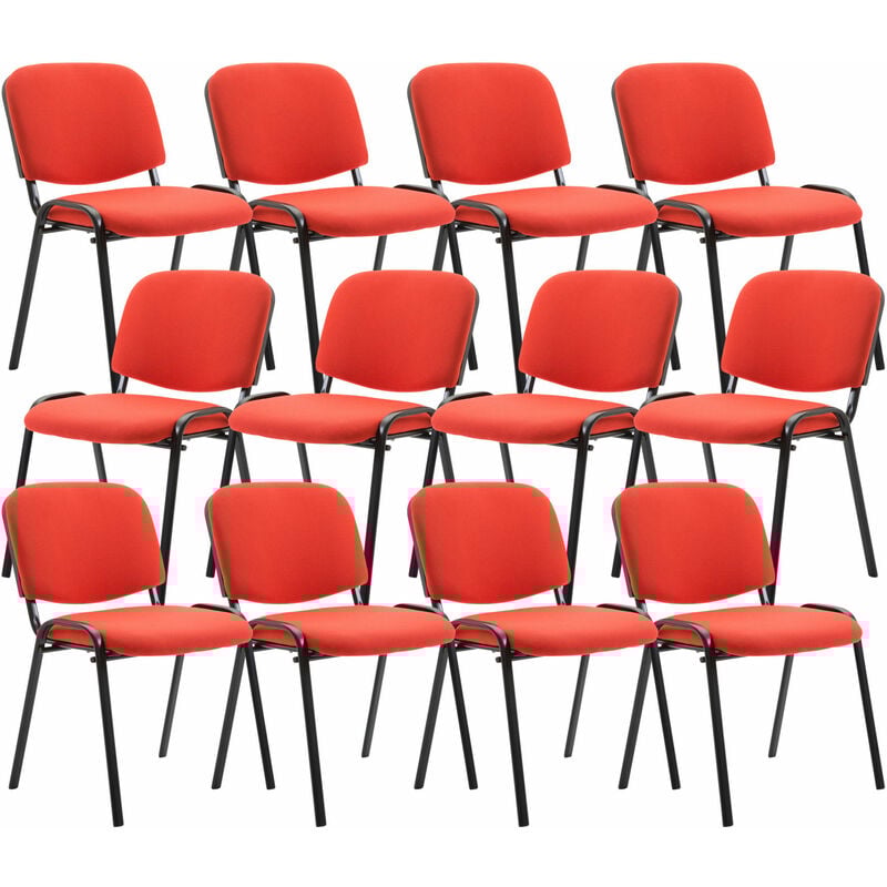 Lot de 12 chaises empilables Ken en tissu Rouge