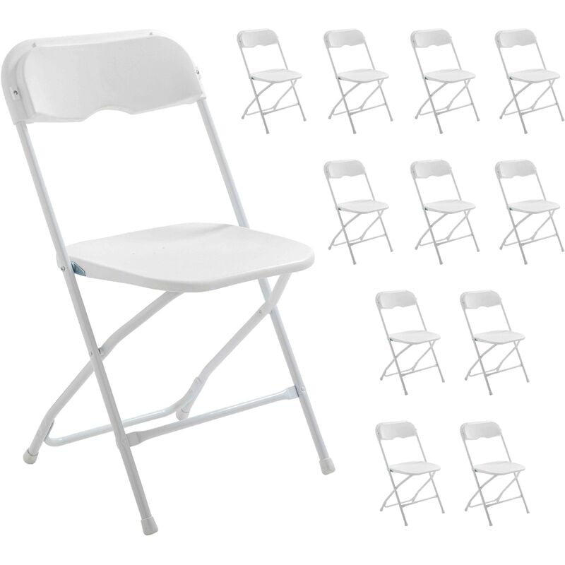 Lot de 12 chaises pliantes blanches