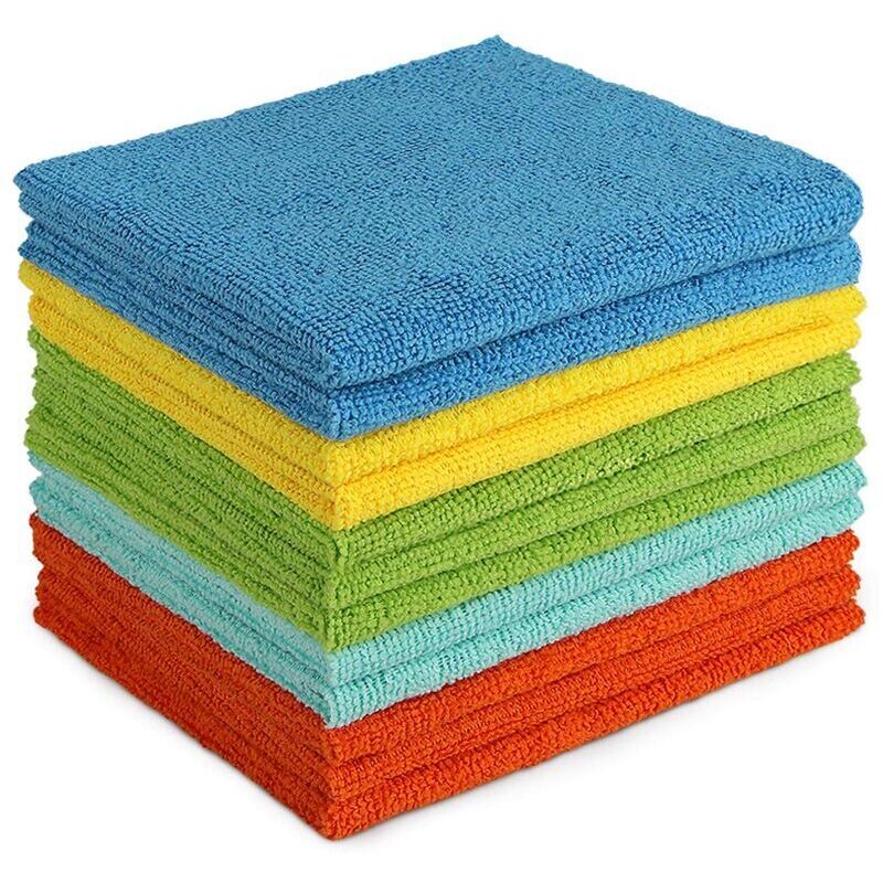 Lot de 12 Chiffons de Nettoyage en Microfibre, Torchons Lavette Microfibre Ménage Plus Doux, Plus Absorbants, Non Pelucheux, pour Maison, Cuisine,