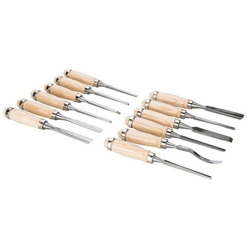 Silverline - Promo lot de 12 ciseaux a bois de sculpteur