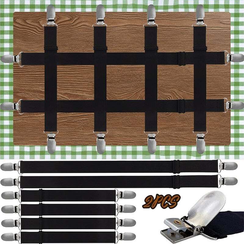 Sjqka - Lot de 12 Clips de Nappe à Sangle Cachée, Pince à Nappe Extérieure, Cachés Pinces Nappe, Clip de Sangle élastique pour Sécuriser Nappe
