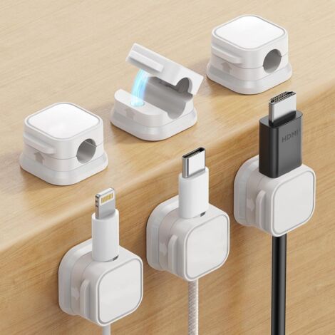 Lot de 12 clips magnétiques carrés compatibles Xiaomi, avec organiseur de câbles pour bureau, sous table, à la maison, au bureau, en voiture, au mur ou sur table de chevet.-AquaForge