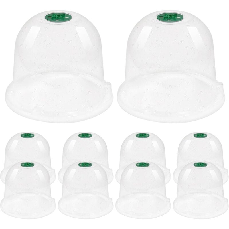 Lot de 12 cloches de jardin en plastique, 19 x 16 cm, avec 24 piquets de fixation.