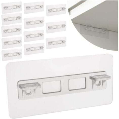 Lot de 12 clous auto-adhésifs acrylique sans perçage support étagère armoire cuisine bibliothèque placard séparateur couches invisible haute charge 10 livres