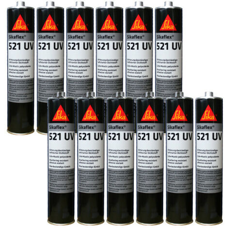 Lot de 12 colle-mastics hybrides SIKA Sikaflex 521 UV - Gris clair - 300ml