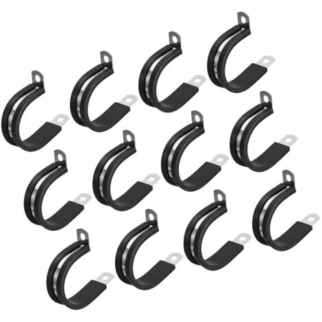Lot de 12 colliers de serrage de câble de 32 mm, colliers de serrage isolés en caoutchouc en acier inoxydable 304 en forme de R pour tuyau métallique