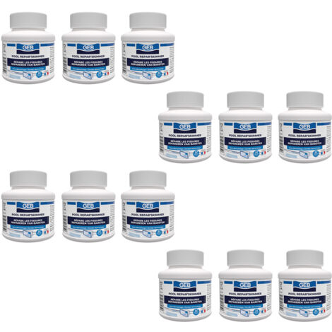 Lot de 12 Colmateurs de fissure des Skimmers "REPAR'SKIMMER" - Pot 125 ml avec pinceau - GEB