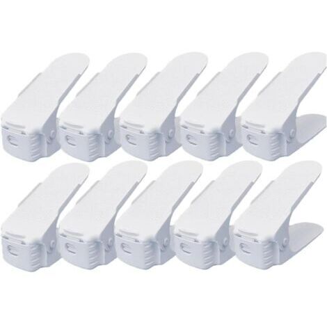 Lot de 12 compartiments à chaussures, empileur de chaussures, rangement réglable pour chaussures, support à chaussures à double plate-forme, antidérapant, gain de place pour la maison, le voyage,