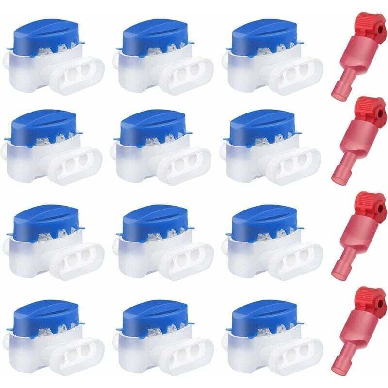 Lot de 12 connecteur de câble étanche 3 trous connecteurs de fils électriques sertis connecteur de tondeuse à gazon rempli de gel avec 4 bornes de