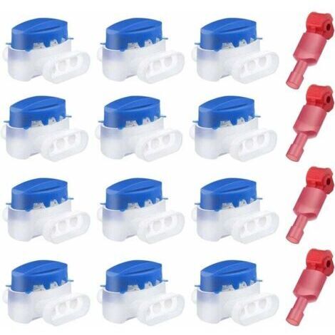 Lot de 12 connecteur de câble étanche 3 trous connecteurs de fils électriques sertis connecteur de tondeuse à gazon rempli de gel avec 4 bornes de connexion pour tondeuses à gazon robotiques Husqvarna