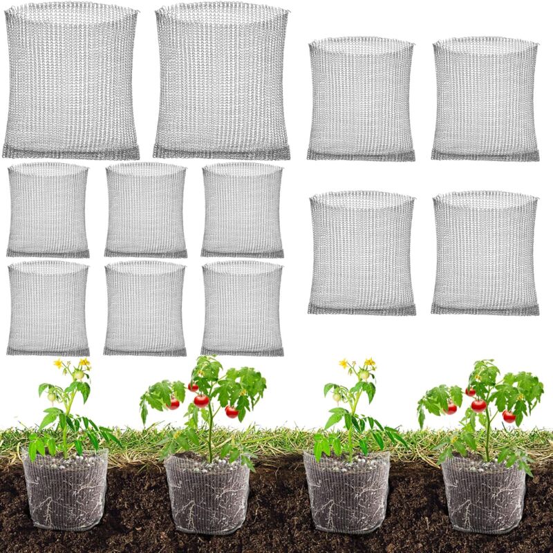Tigrezy - Lot de 12 corbeilles à plantes de protection contre les campagnols, 1/3/5 gallon, sac en maille métallique en acier inoxydable, fleurs,