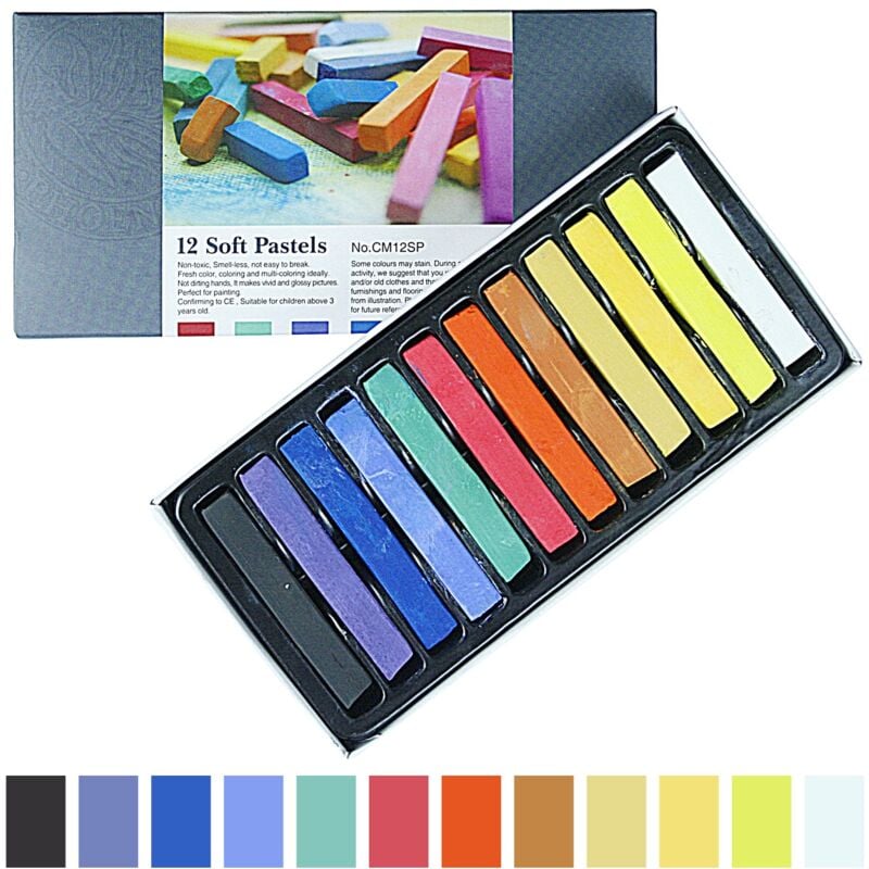 Lot de 12 couleurs pastels secs en barres PHOENIX crayons tendres 12 pcs