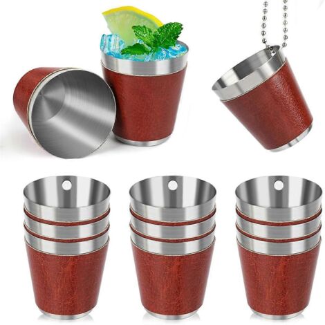 Lot de 12 coupelles à shot en métal pour suspendre les verres à shot, en acier inoxydable.