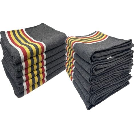 LNT 12 couvertures épaisses de protection pour le déménagement, transport et stockage - 150x200 cm - 410gr/m2 - Couverture 100% Textile Recyclé - Fabrication Française