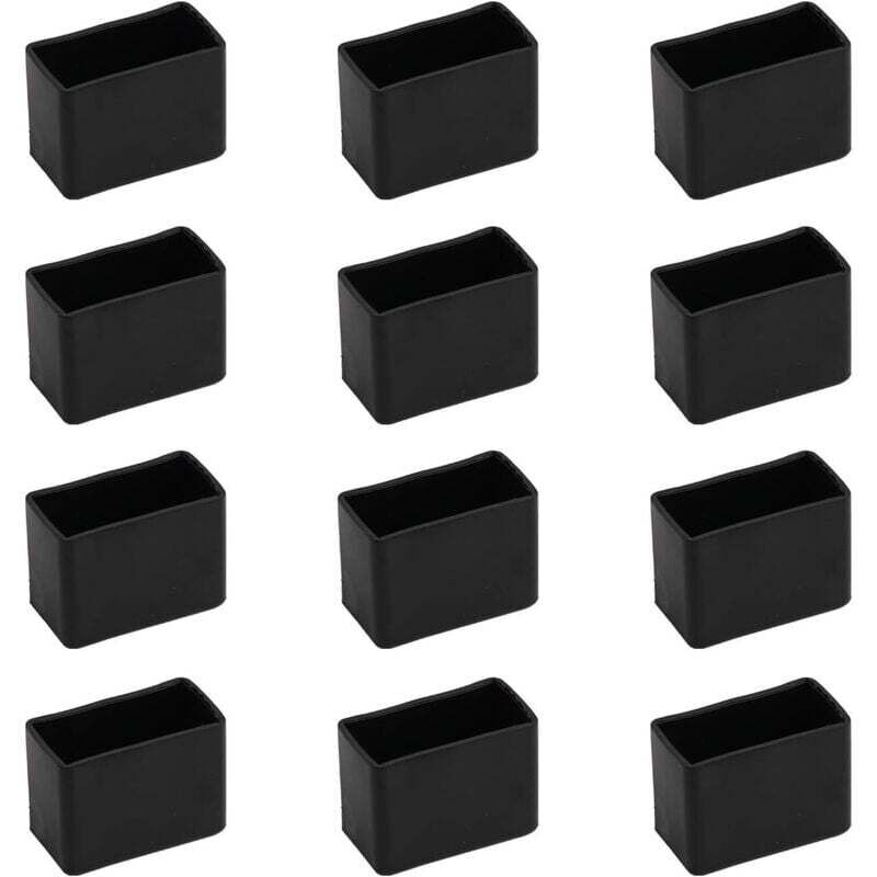 Lot de 12 couvre-pieds rectangulaires en caoutchouc pour meubles rembourrés - Protections de sol carrées - 15 x 30 mm