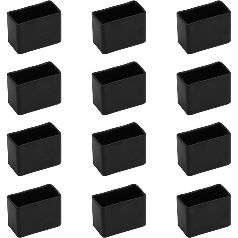Lot de 12 couvre-pieds rectangulaires en caoutchouc pour meubles rembourrés - Protections de sol carrées - 15 x 30 mm